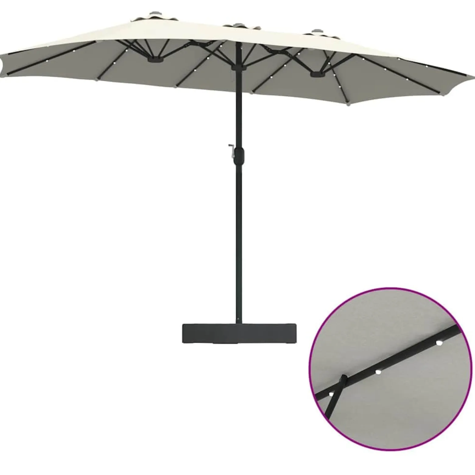 Parasol Ogrodowy Piaskowy z Podstawą Składany Na Taras Balkon Ogród