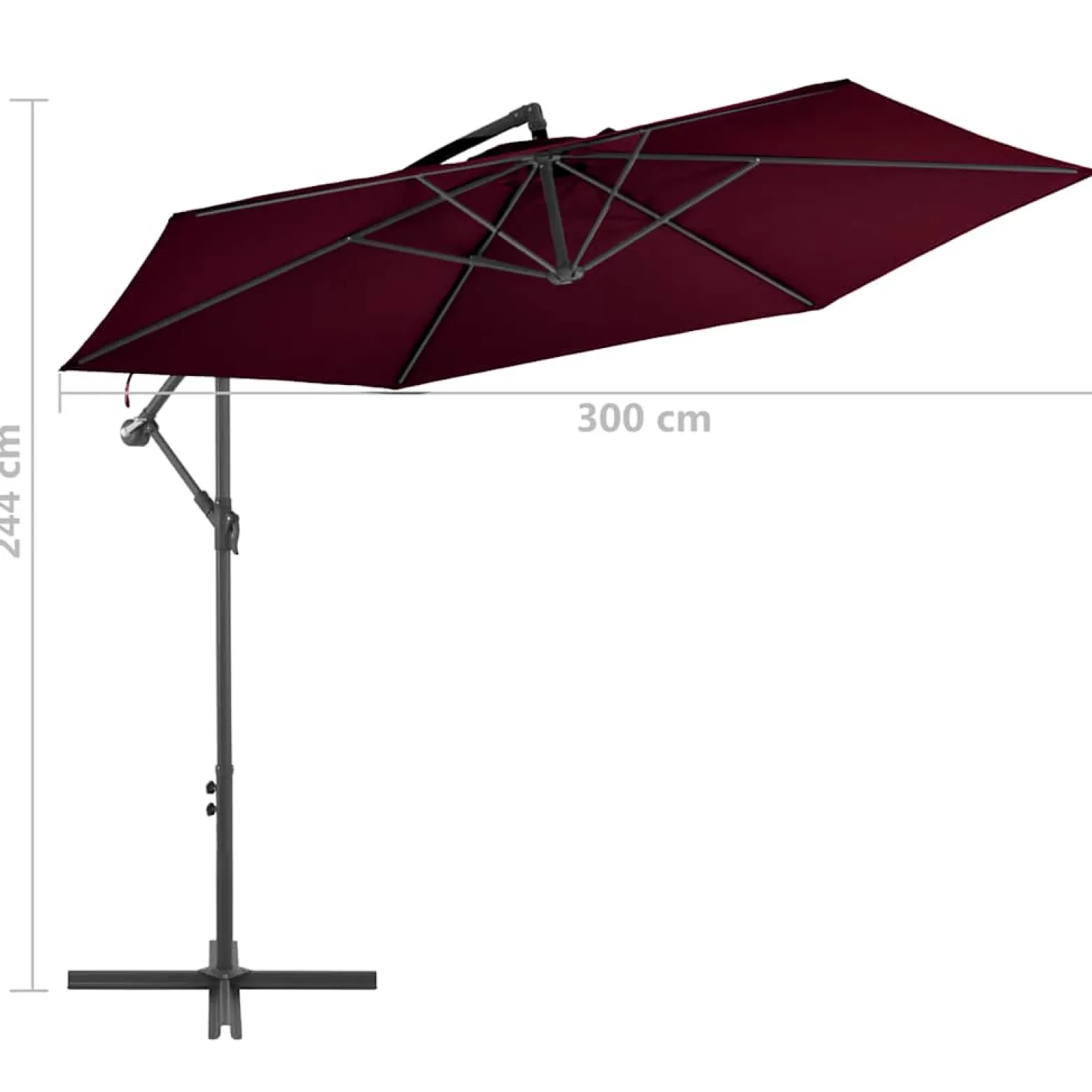 Parasol Ogrodowy Składany Bordowy z Podstawą Na Taras Balkon 300 cm