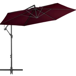 Parasol Ogrodowy Składany Bordowy z Podstawą Na Taras Balkon 300 cm