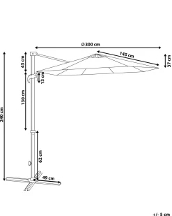 Parasol ogrodowy składany 300 cm beżowy