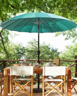 Parasol ogrodowy składany 255 cm z korbką zielony