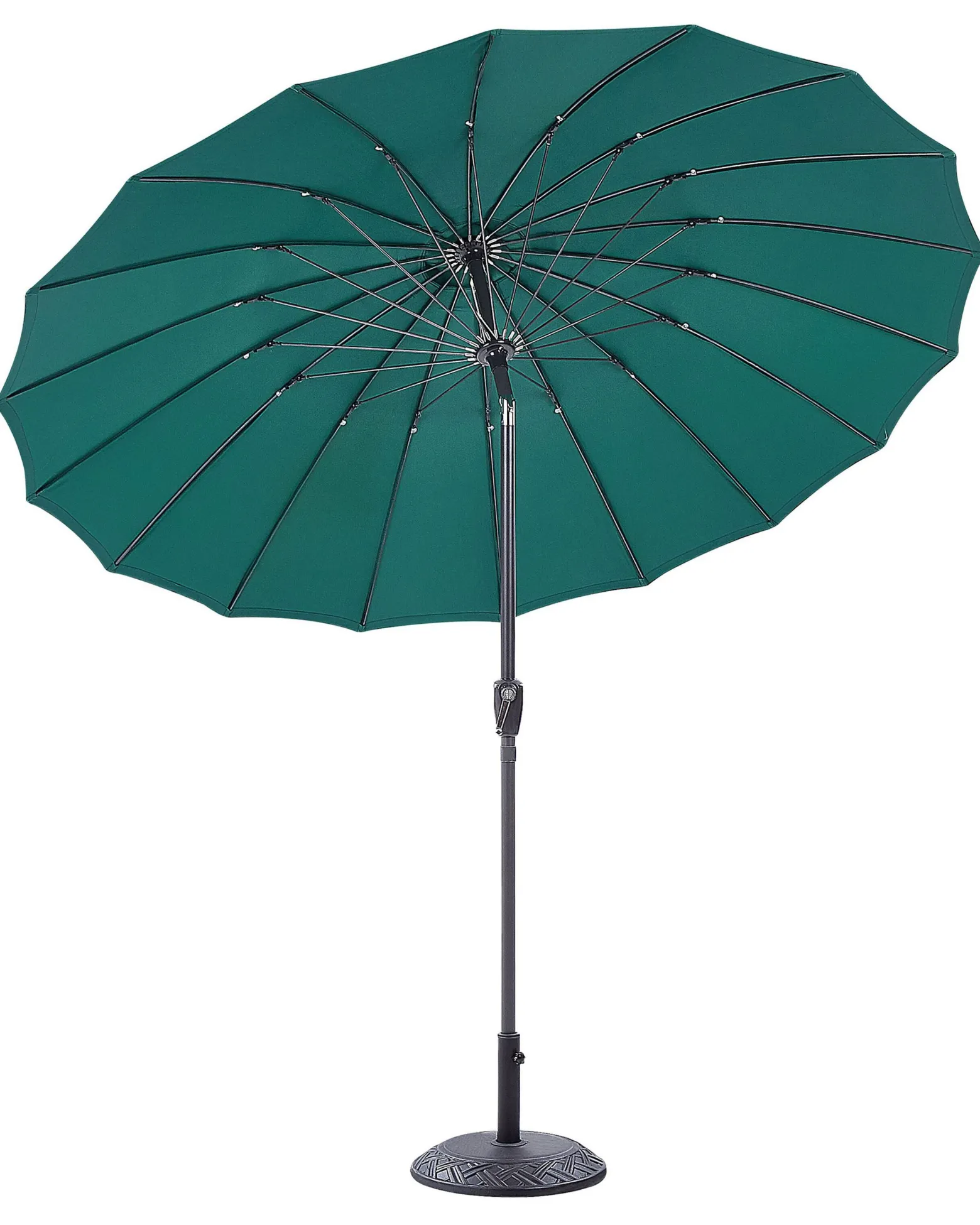 Parasol ogrodowy składany 255 cm z korbką zielony