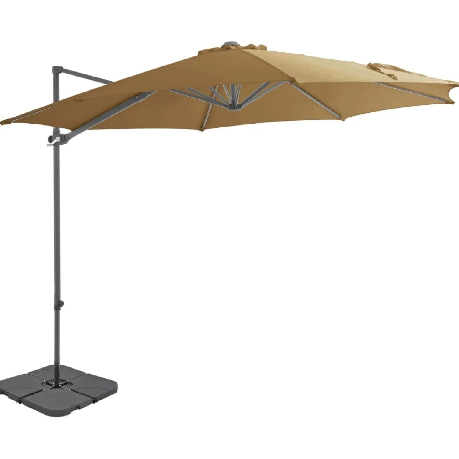 Parasol Ogrodowy Taupe z Podstawą Wiszący Składany Na Taras Ogród Balkon