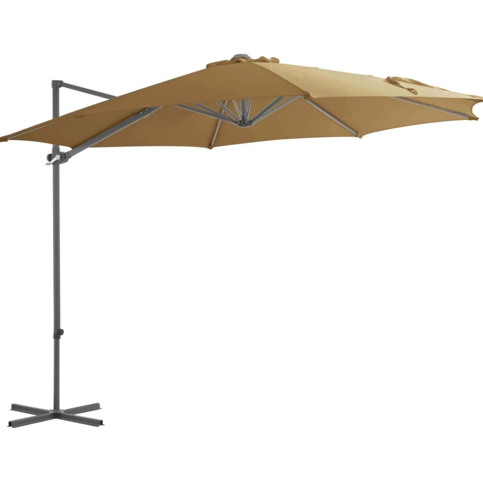 Parasol Ogrodowy Taupe z Podstawą Wiszący Składany Na Taras Ogród Balkon