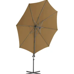 Parasol Ogrodowy Taupe z Podstawą Wiszący Składany Na Taras Ogród Balkon
