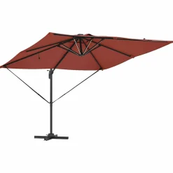 Parasol Ogrodowy Terakota Składany z Podstawą Na Taras Ogród LED 286 x 284