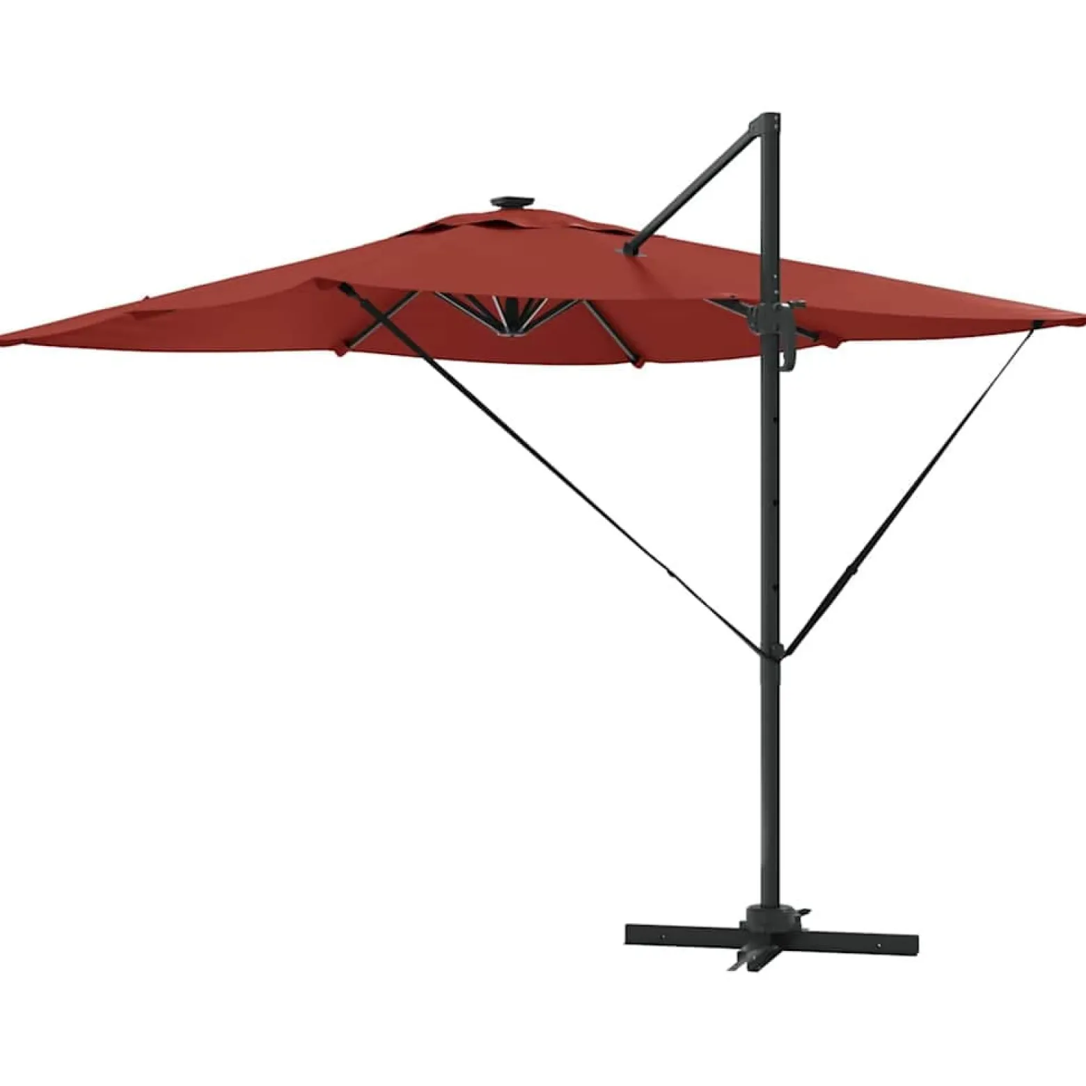 Parasol Ogrodowy Terakota Składany z Podstawą Na Taras Ogród LED 286 x 284