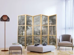 Parawan Japoński 5-panelowy Antyczny Pejzaż 225x172cm