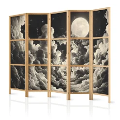 Parawan Japoński 5-panelowy Księżyc I Gwiazdy 225x172cm