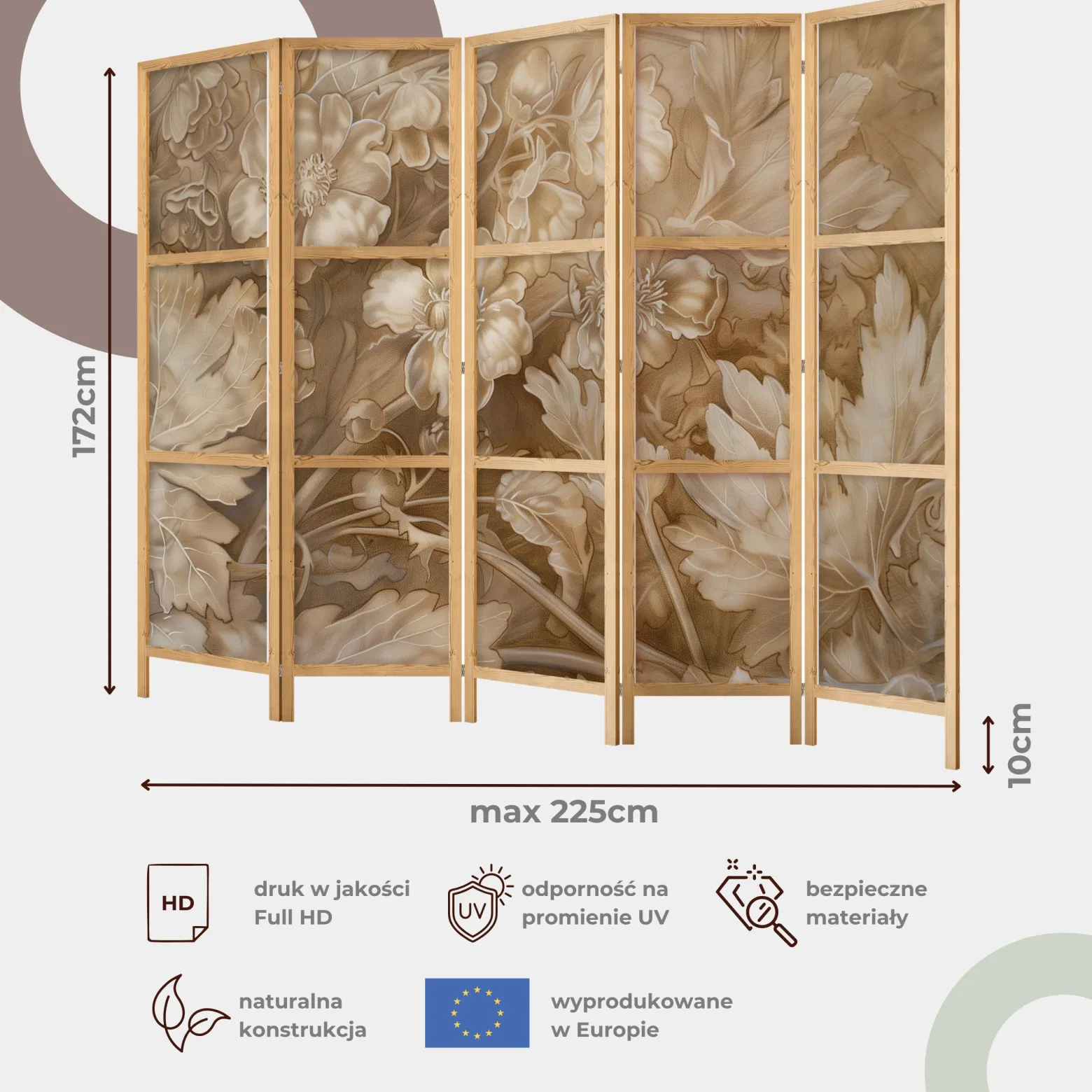 Parawan Japoński 5-panelowy Kwiatowa Obfitość 225x172cm