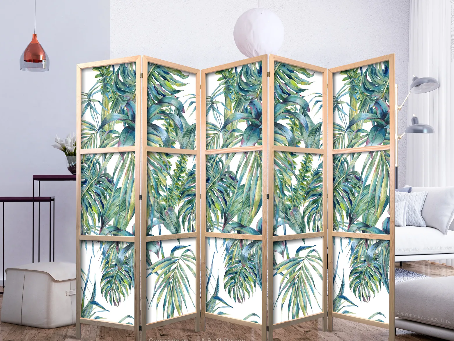 Parawan Japoński 5-panelowy Liście W Zenicie 225x172cm