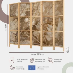Parawan Japoński 5-panelowy Liście W Zenicie 225x172cm