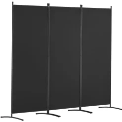 Parawan pokojowy 3-panelowy 228x184cm składany tkanina wolnostojący czarny