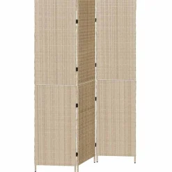 Parawan Pokojowy Składany Parawan Dekoracyjny Polirattan Beż 147 x 180 cm