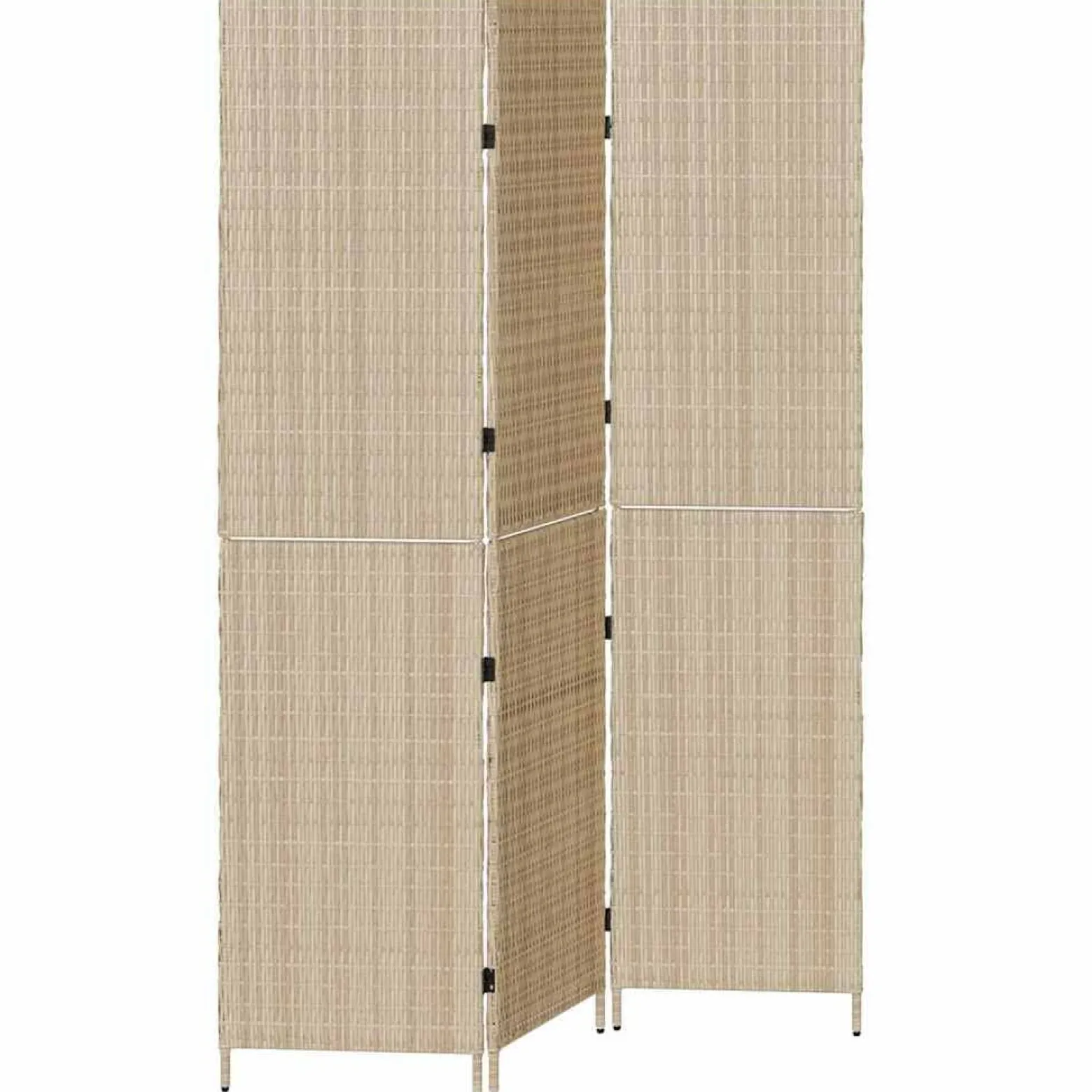 Parawan Pokojowy Składany Parawan Dekoracyjny Polirattan Beż 147 x 180 cm