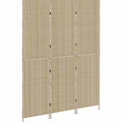 Parawan Pokojowy Składany Parawan Dekoracyjny Polirattan Beż 147 x 180 cm