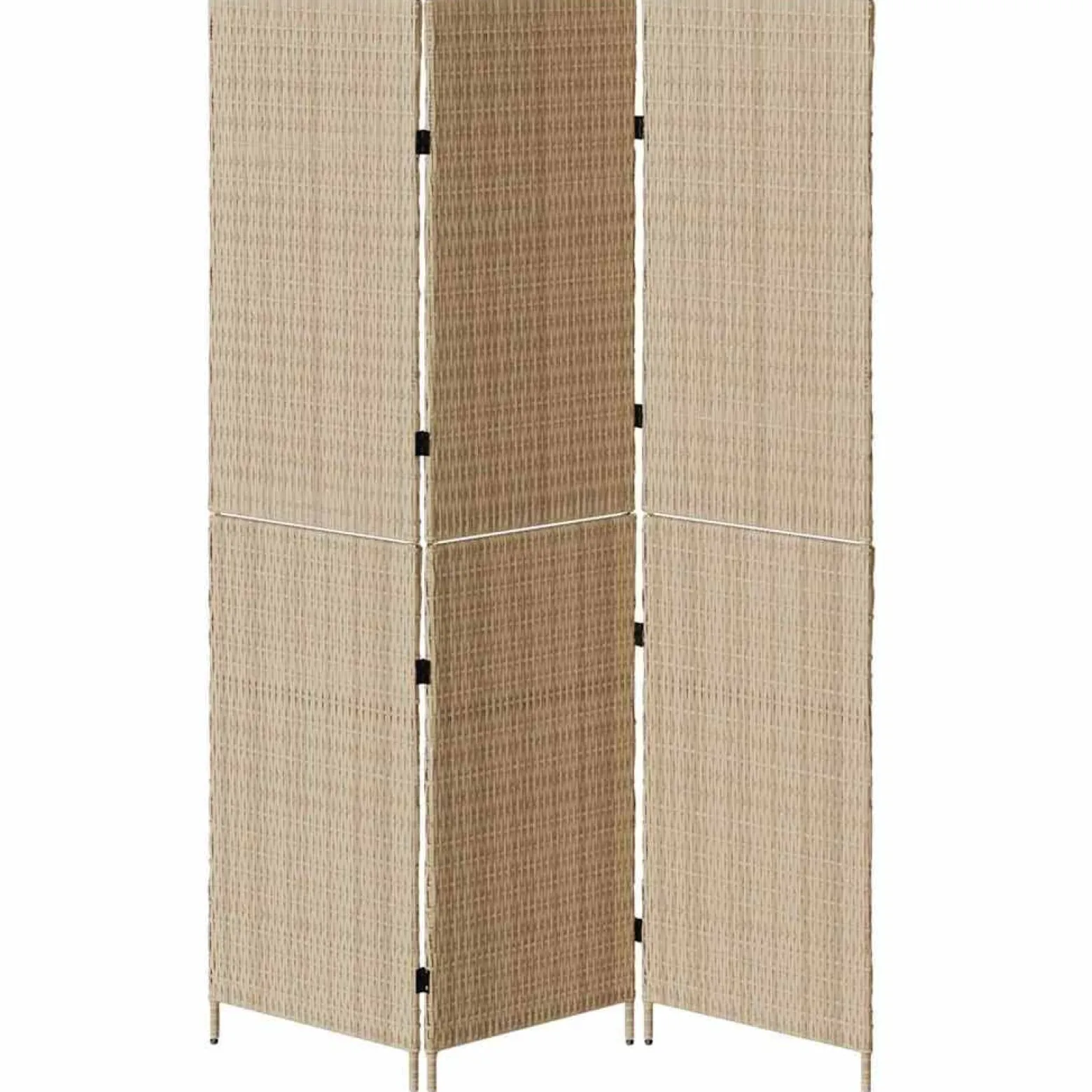 Parawan Pokojowy Składany Parawan Dekoracyjny Polirattan Beż 147 x 180 cm