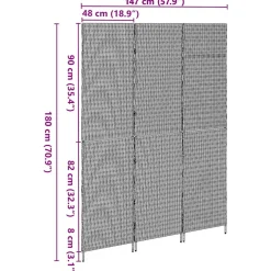 Parawan Pokojowy Składany Parawan Dekoracyjny Polirattan Beż 147 x 180 cm