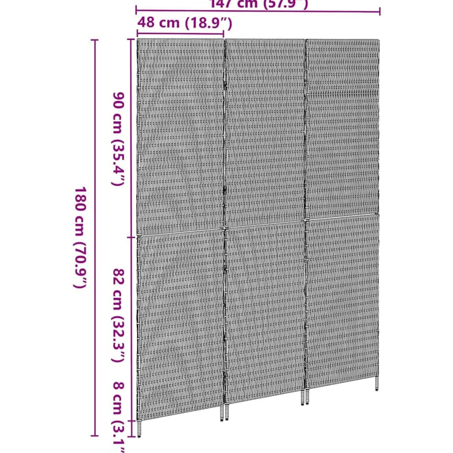 Parawan Pokojowy Składany Parawan Dekoracyjny Polirattan Beż 147 x 180 cm