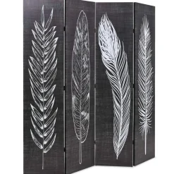 Parawan Składany Dekoracyjny Parawan Panelowy Motyw Piór 160x170 cm