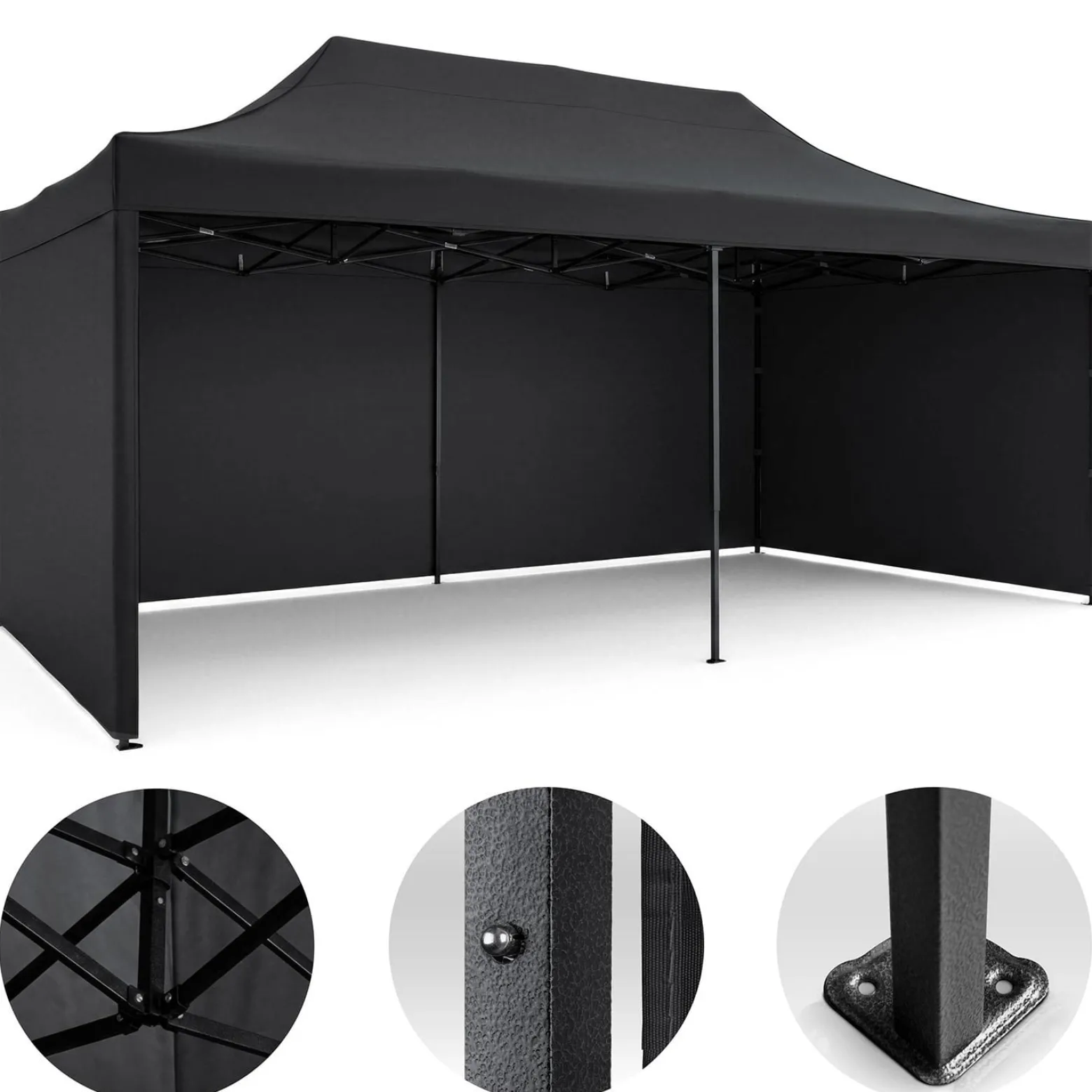 Pawilon ogrodowy Plonos PL-301 altana namiot handlowy 3x6x3 m czarny