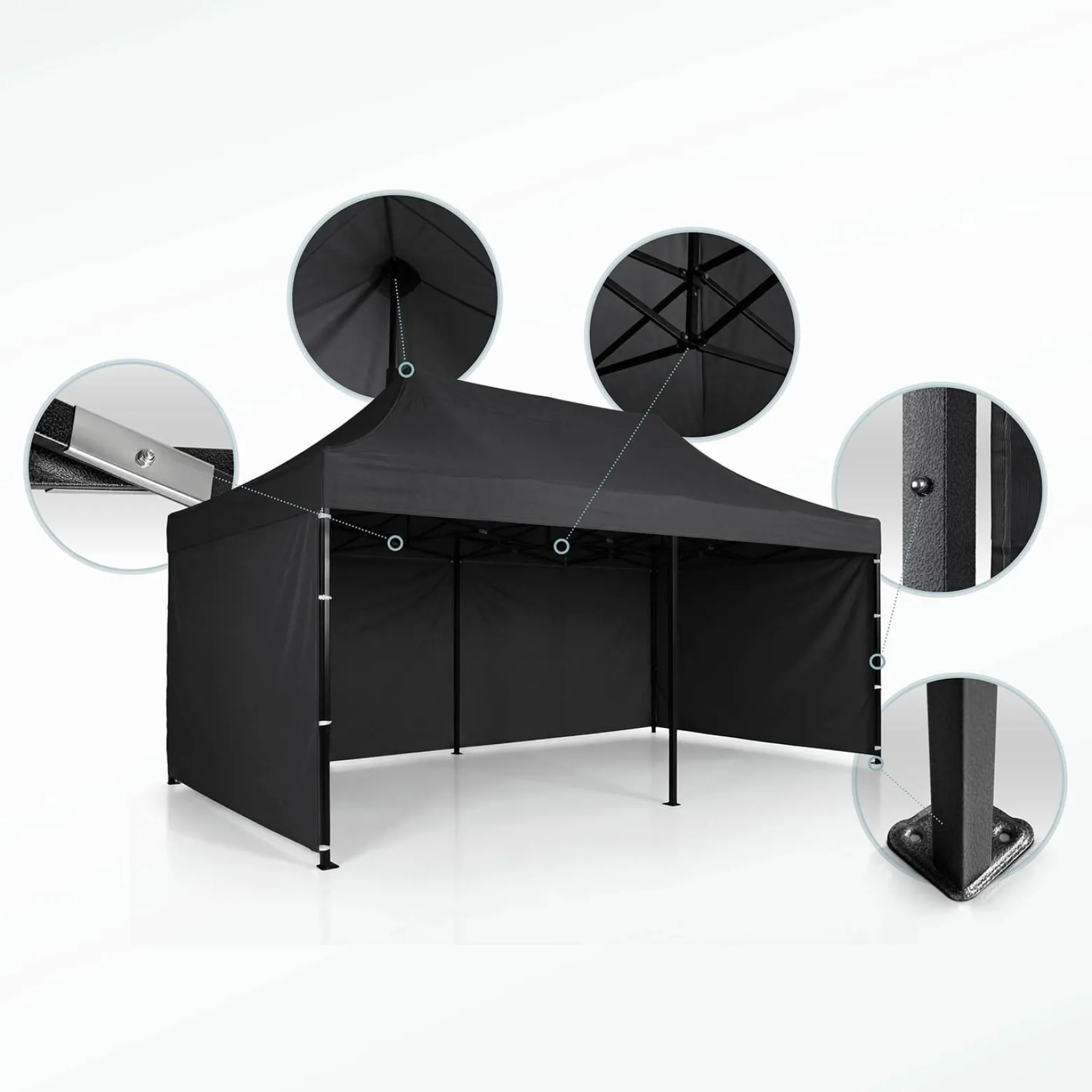 Pawilon ogrodowy Plonos PL-301 altana namiot handlowy 3x6x3 m czarny