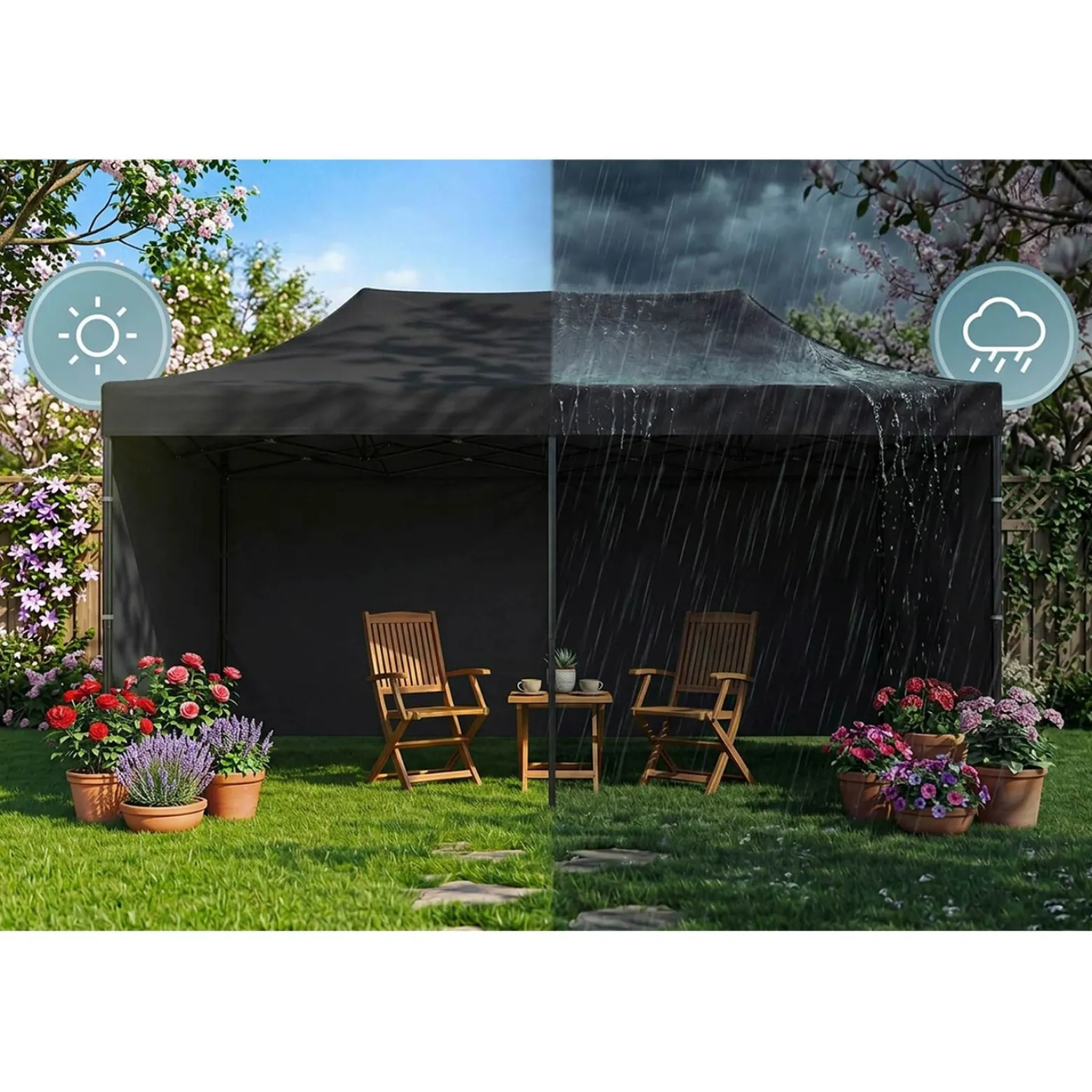 Pawilon ogrodowy Plonos PL-301 altana namiot handlowy 3x6x3 m czarny