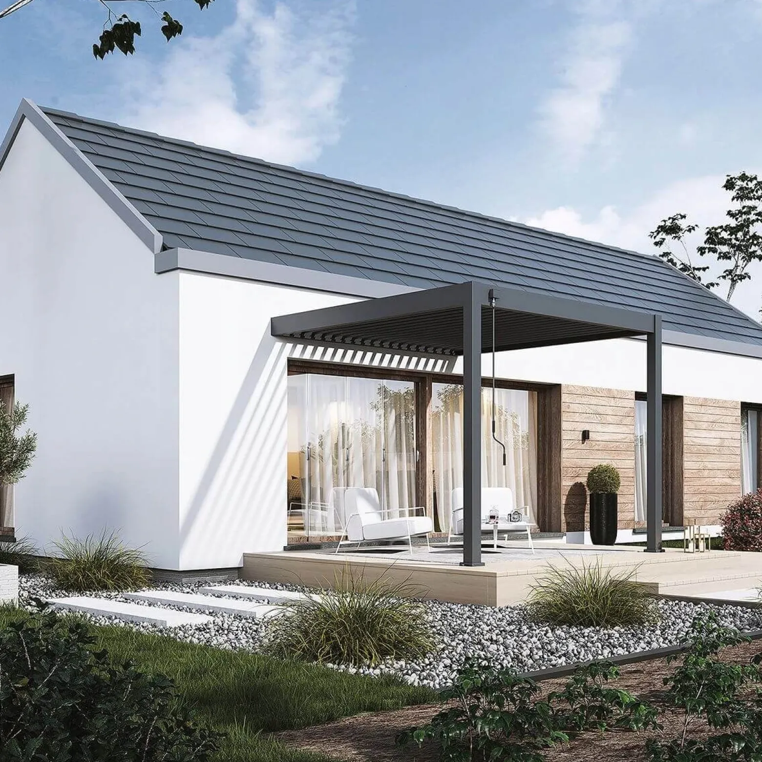 Pergola Ogrodowa Gutroof Przyścienna Na Taras Elegance Wall 3x3