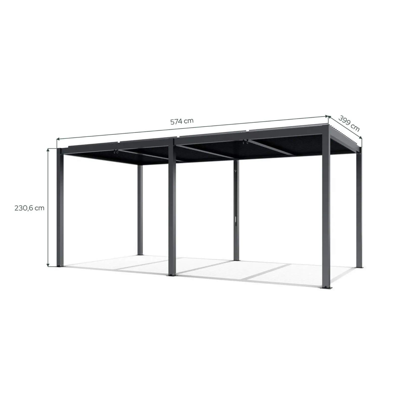 Pergola ogrodowa Luxe 5.8x4m podwójna, manualna aluminiowa antracytowa