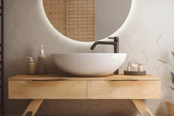 Piękne Półokrągłe LED Duże Lustro do Sypialni 1/2 fi100 cm