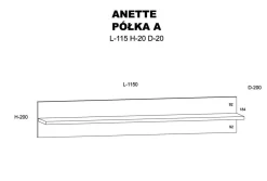 Półka ANETTE A 115 cm dąb artisan / czarny mat