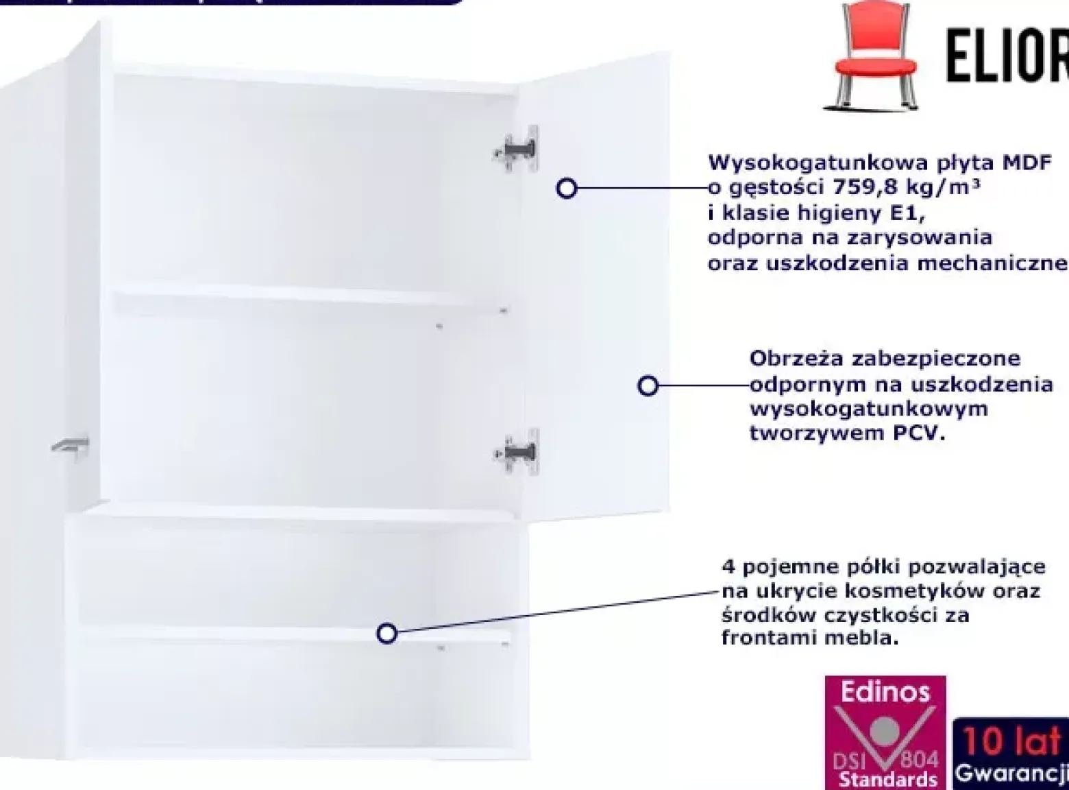 Półka łazienkowa ścienna biały mat - Sarrix
