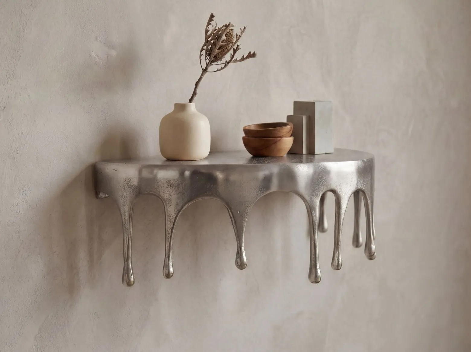 Półka ścienna aluminiowa srebrna kropla wisząca pływająca Drops 60 cm