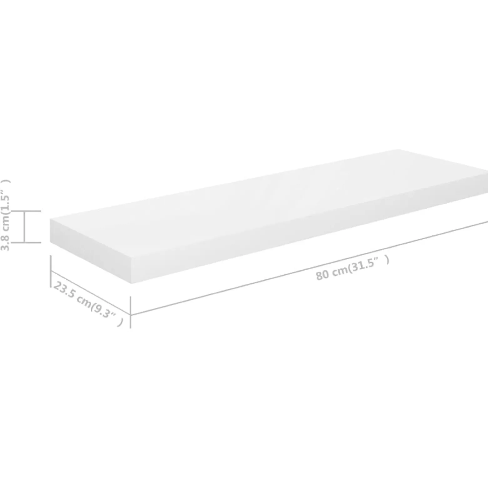 Półka ścienna Biały 80 x 23.5 x 3.8 cm MDF vidaXL