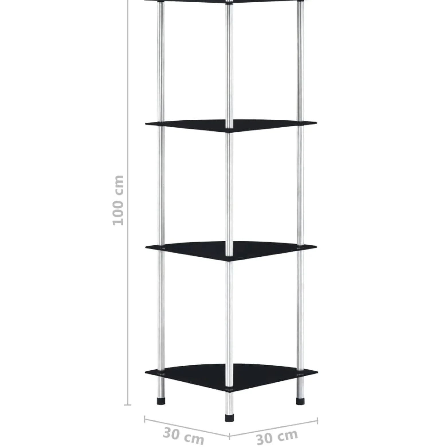 Półka Czarny Szkło 4-Tier vidaXL