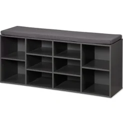 Półka na buty z siedziskiem szara 103,5x29,5x48 cm 10 półek nowoczesna