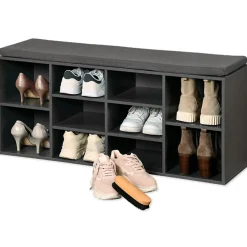 Półka na buty z siedziskiem szara 103,5x29,5x48 cm 10 półek nowoczesna