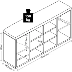 Półka na buty z siedziskiem szara 103,5x29,5x48 cm 10 półek nowoczesna