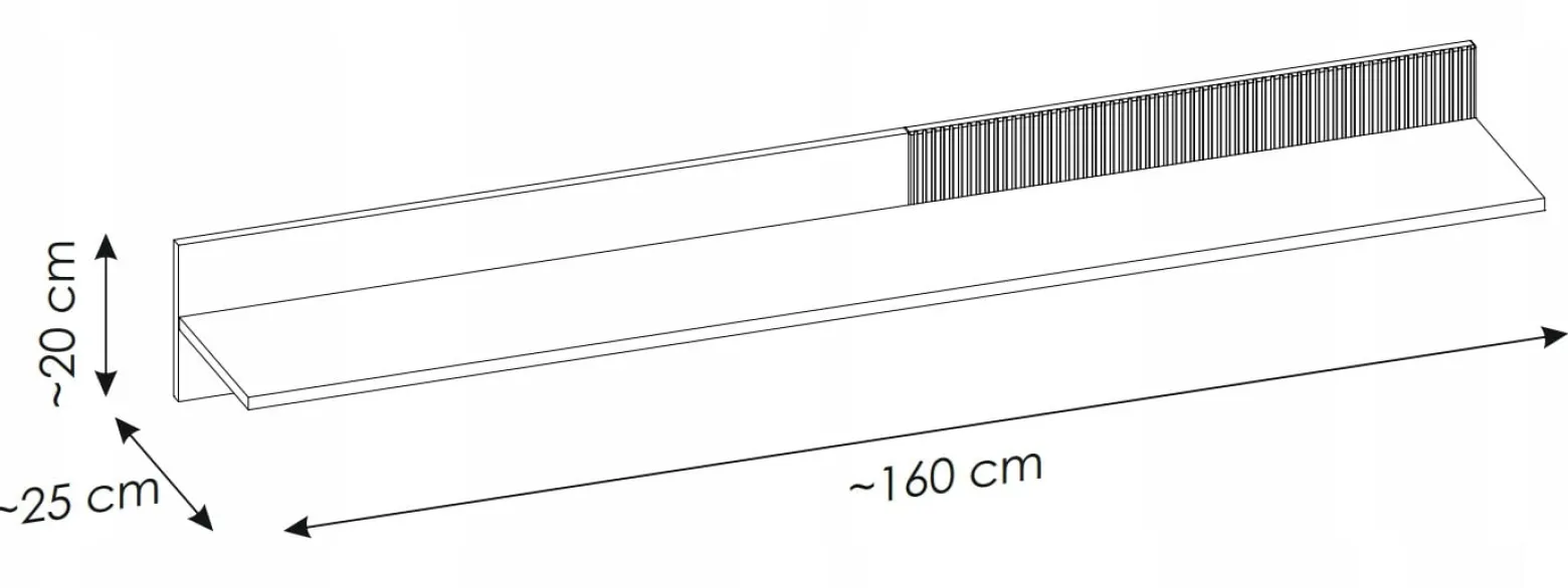 Półka wisząca CATALINA | Dąb Viking + Kaszmir RYFLOWANY | 160 cm