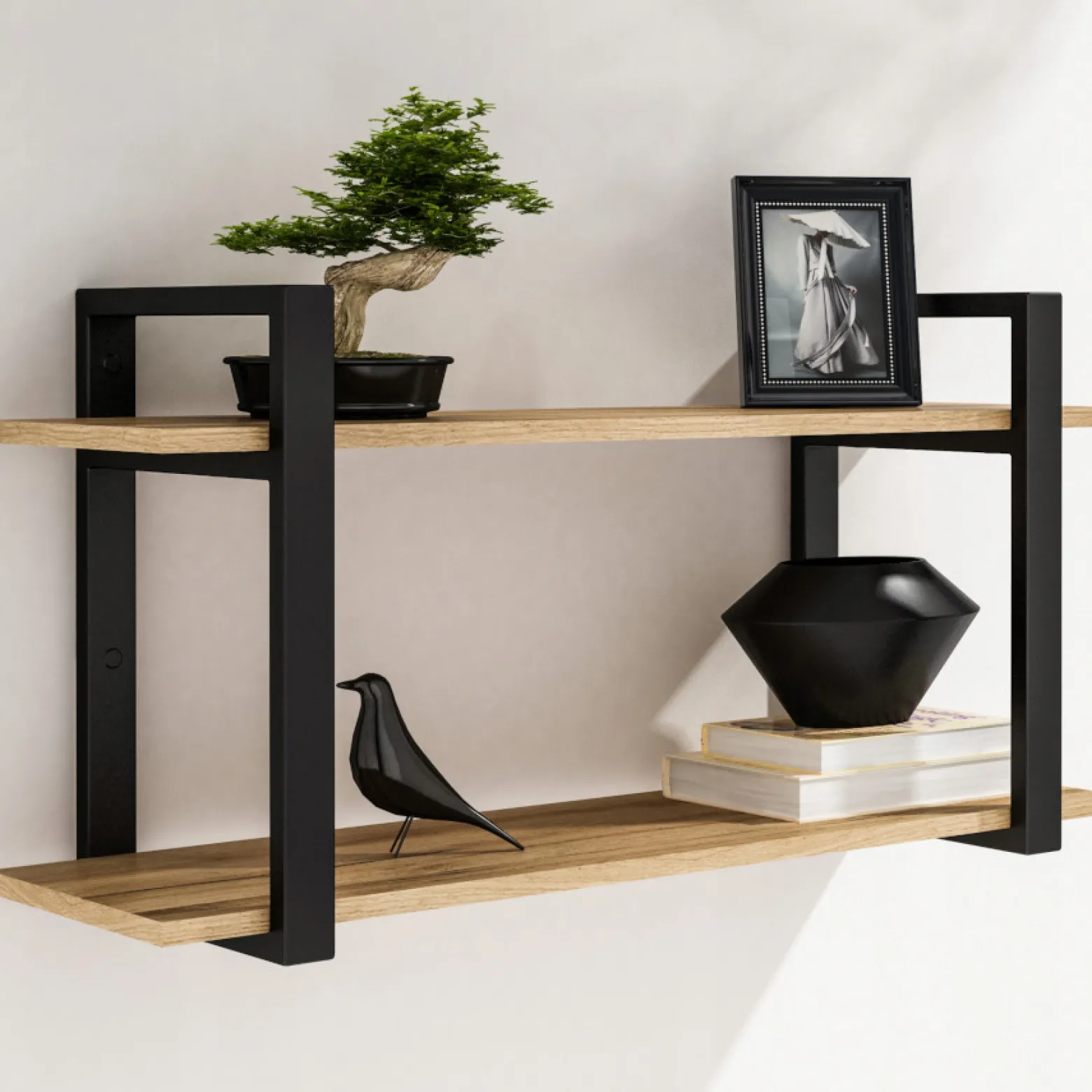 Półka wisząca loft 90cm regał na przyprawy książki kwiaty zdjęcia