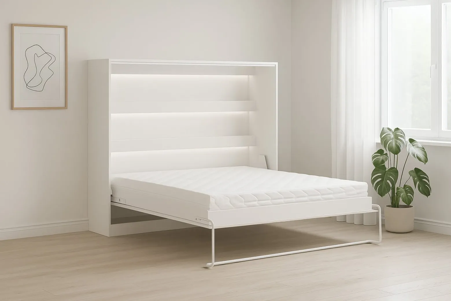 Półkotapczan Perfekt 140x200 poziomy z materacem Biały+Czarny