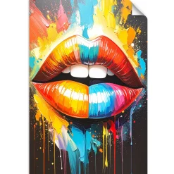 Plakat samoprzylepny Feeby Kolorowe usta efekt farby olejnej 20x30