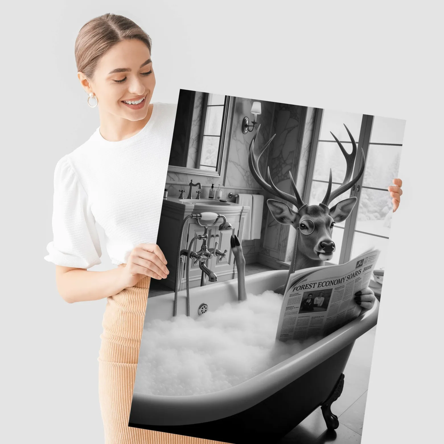 Plakat Jeleń w wannie 20x30cm