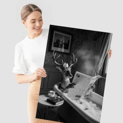 Plakat Jeleń z gazetą 20x30cm