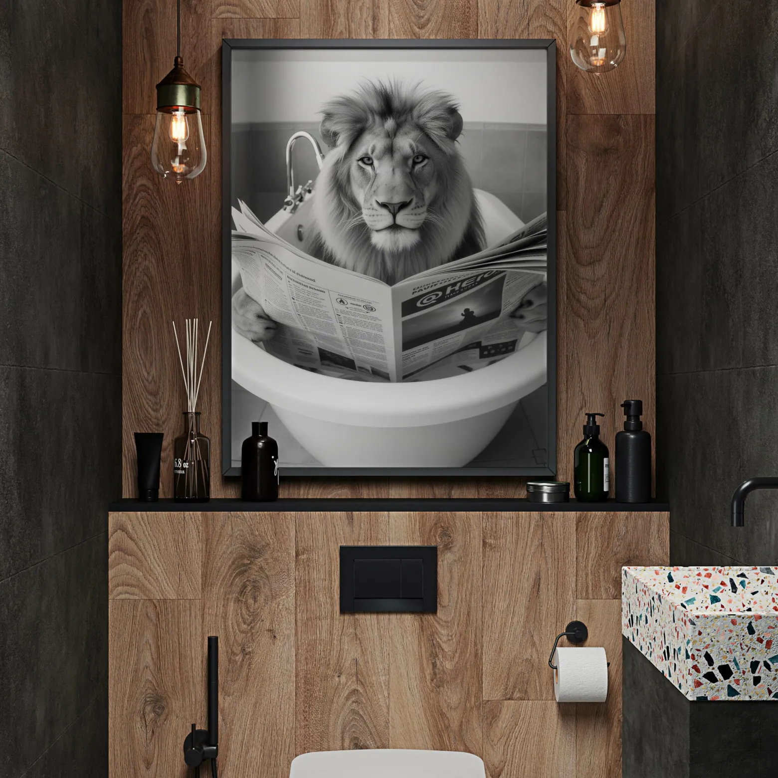 Plakat Lew we wannie 20x30cm