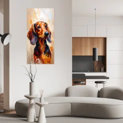 Plakat samoprzylepny do salonu Feeby Jamnik Brązowy Pies Zwierzę 40x80