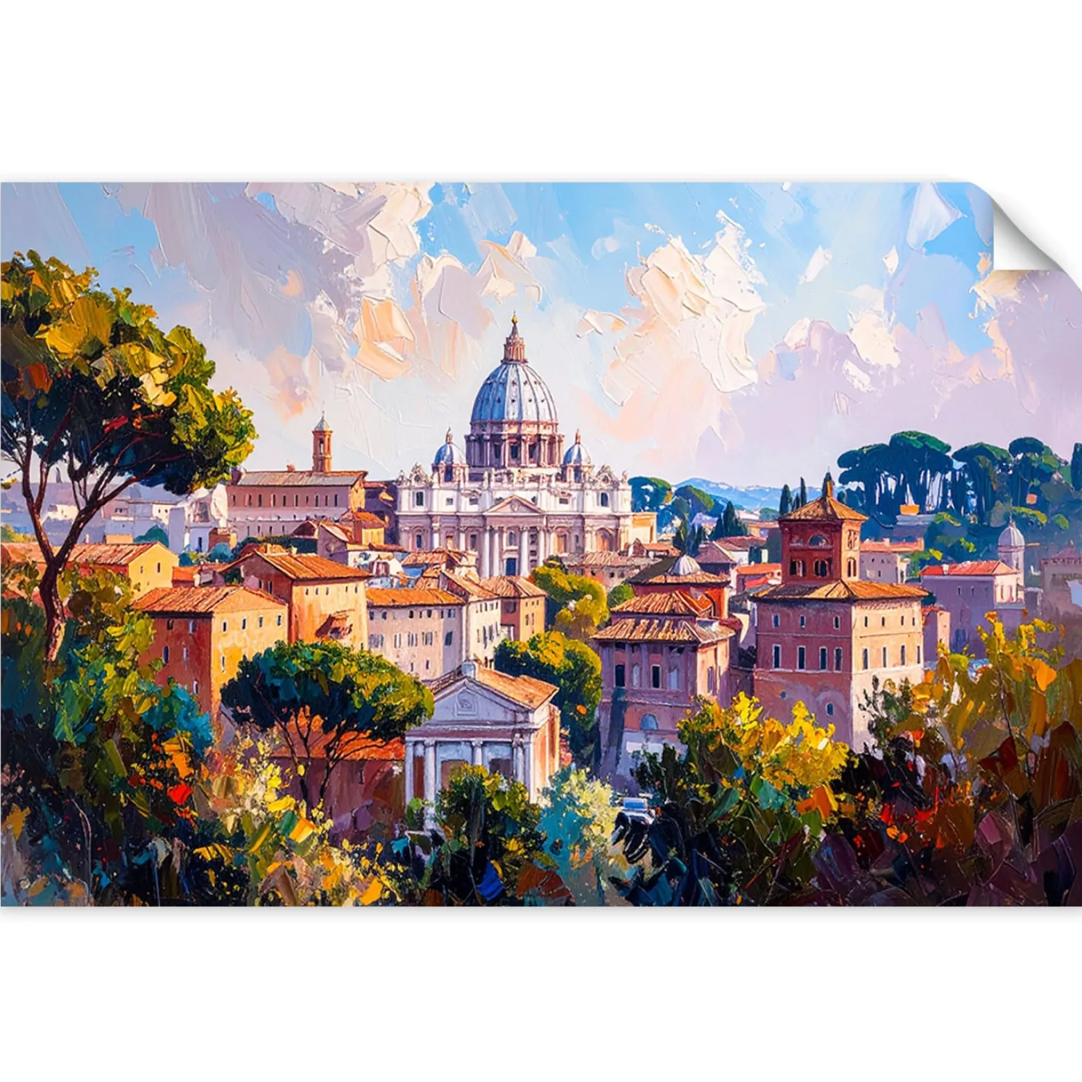 Plakat samoprzylepny do salonu sypialni Feeby biura Panorama Rzymu 30x20