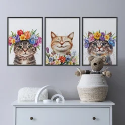Plakaty Misie z kwiatami SET 3x A4