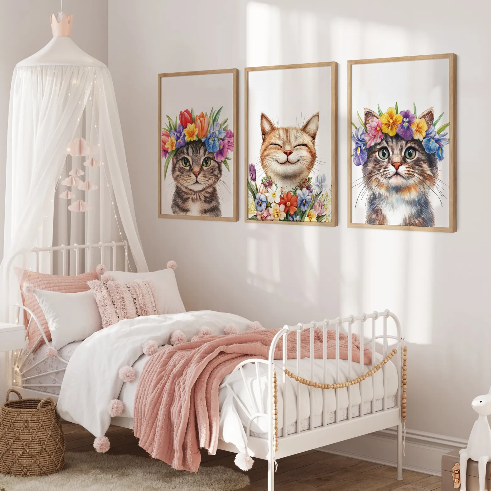 Plakaty Misie z kwiatami SET 3x A4