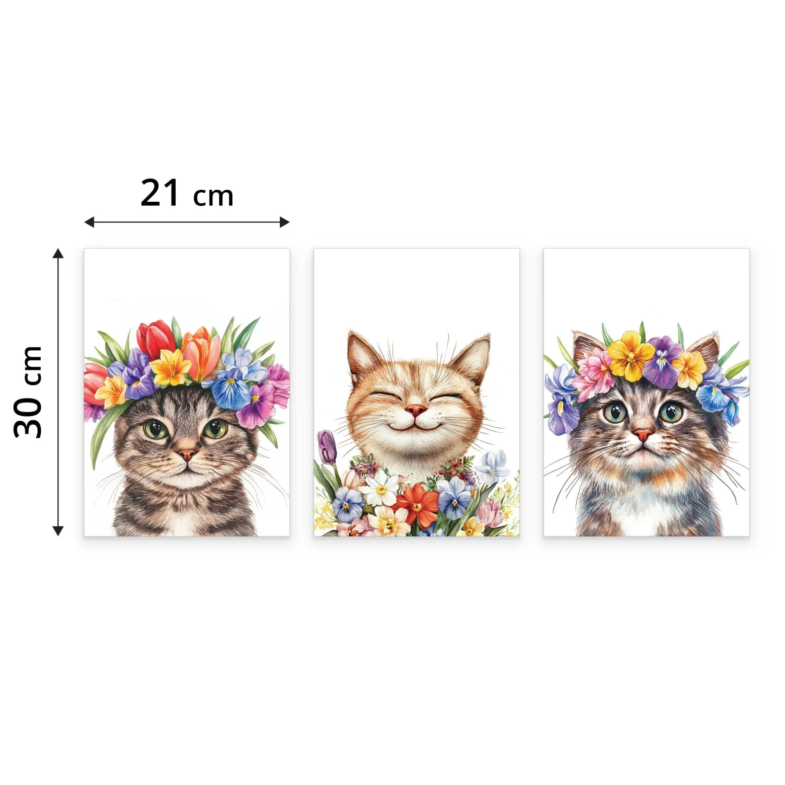 Plakaty Misie z kwiatami SET 3x A4